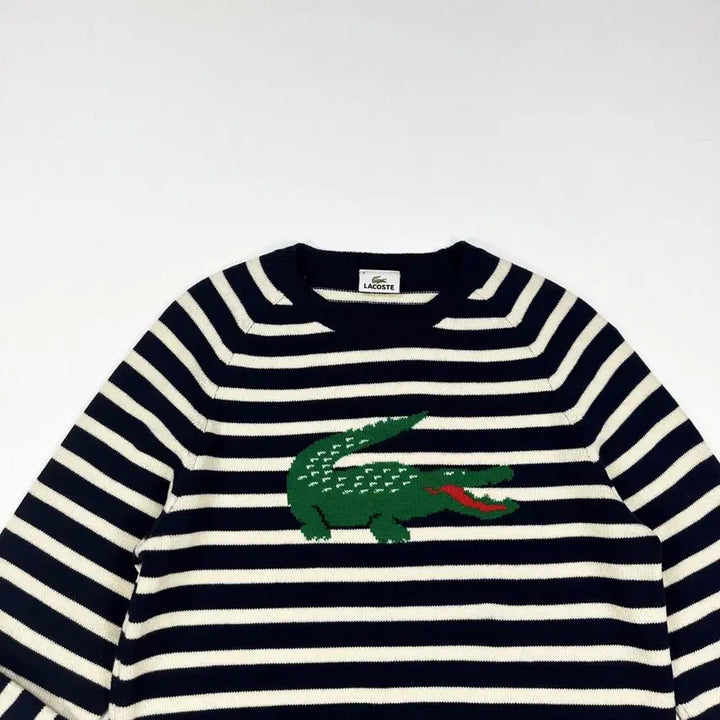 [BUNJANG] Lacoste Striped Knit Sweater (Size L) / (미세수선존재, L) 라코스테 스트라이프 니트