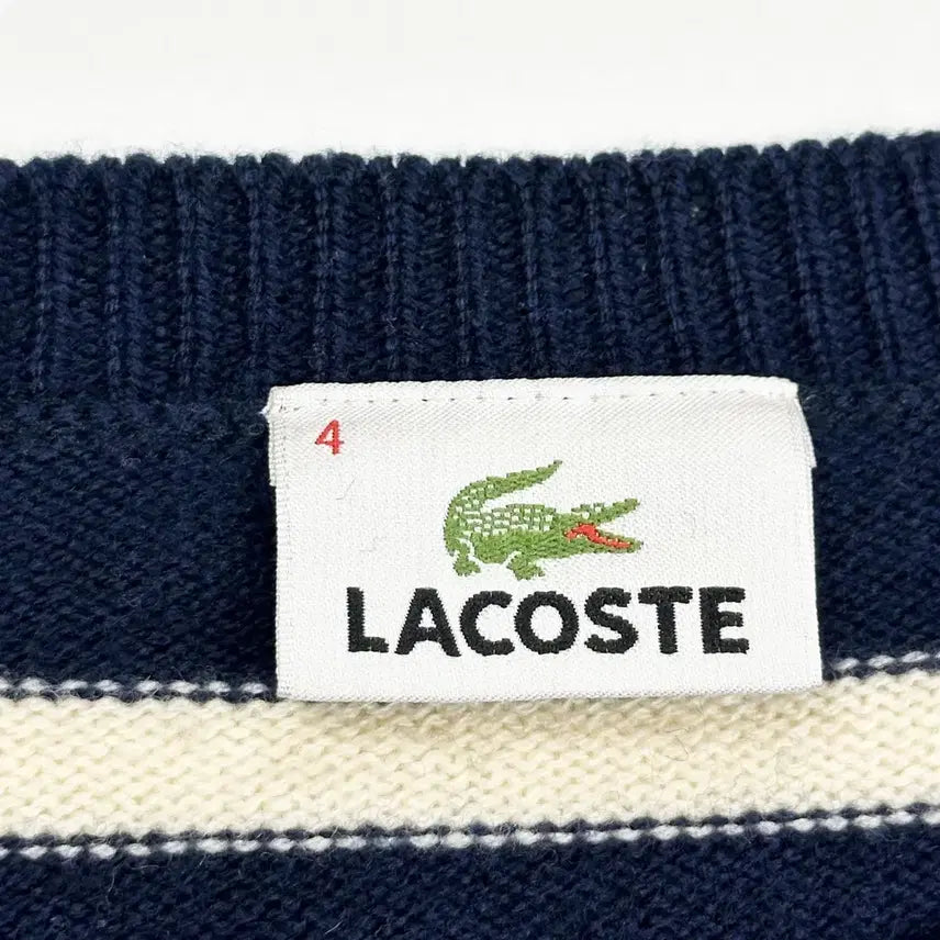 [BUNJANG] Lacoste Striped Knit Sweater (Size L) / (미세수선존재, L) 라코스테 스트라이프 니트