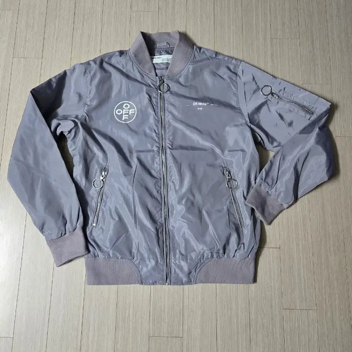 [BUNJANG] Off-White Gray Bomber Jacket / 오프화이트 그레이 봄버 자켓