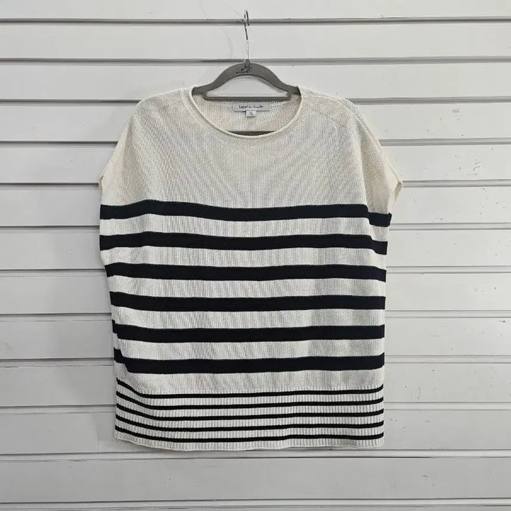 [BUNJANG] Lafief Striped Knit Vest Top / 라삐에프 스트라이프  썸머니트 조끼겸 캡소매티/보물찾기천사