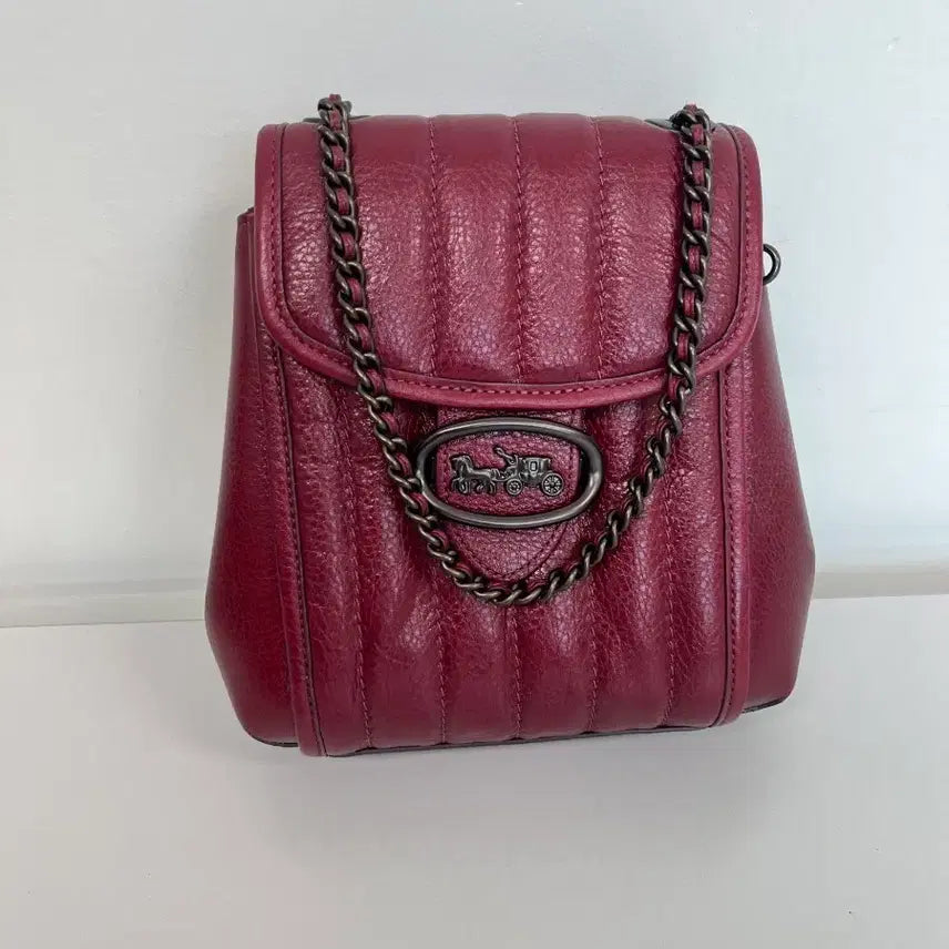 [BUNJANG] Coach Melody Backpack Tote Bag Burgundy / [정품/보증서] 코치 멜로디 백팩 토트백 버건디