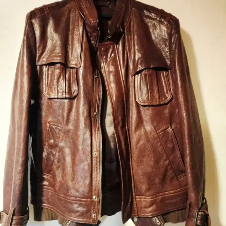 [BUNJANG] Jig Brown Premium Lambskin Leather Jumper / 지이크브라운 프리미엄양가죽 점퍼100~105