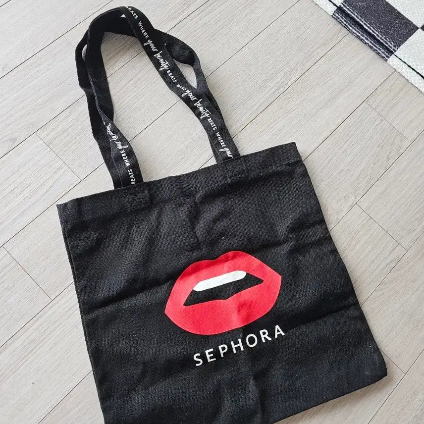 [BUNJANG] Sephora Red Lips Black Tote Bag / SEPHORA 립 입술 백