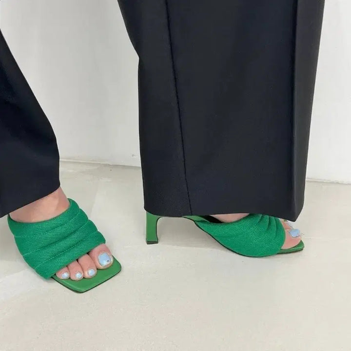 [SOLD OUT] GOLDEE 그린 퀼팅 뮬 힐235m