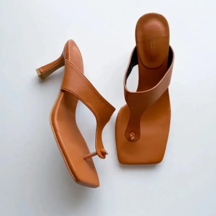 [SOLD OUT] 브라운 쪼리 힐 뮬 슬리퍼240m