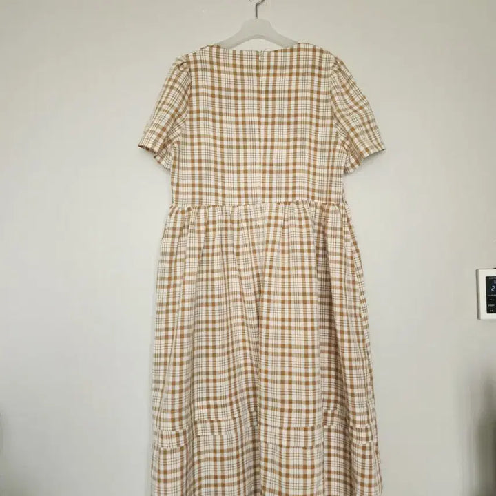 [BUNJANG] Checkered Long Dress / 체크 롱 원피스 반팔 55~66