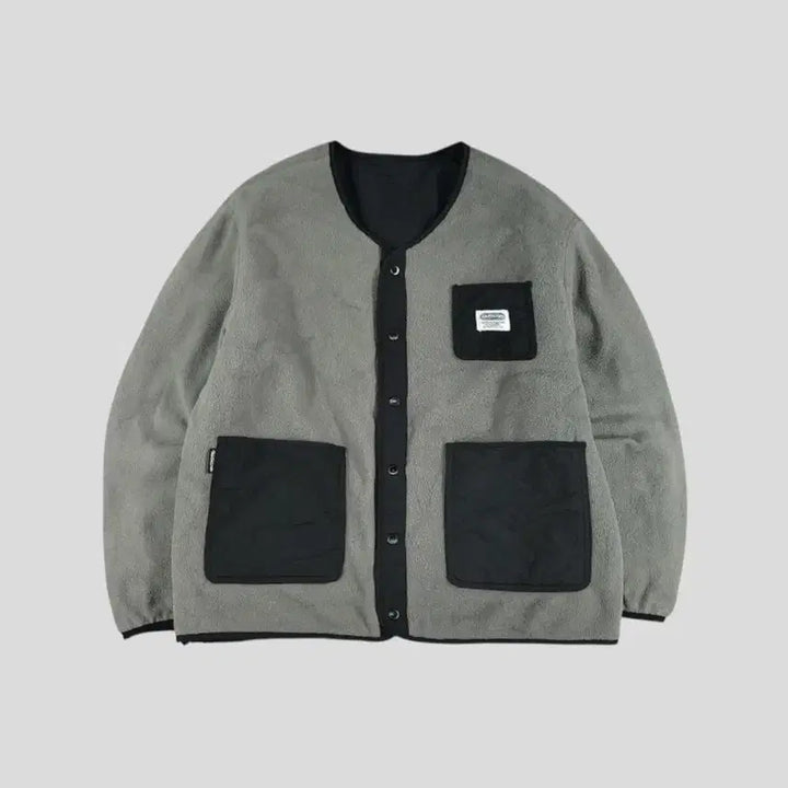 [BUNJANG] Outdoor Reversible Quilted Jacket / OUTDOOR 아웃도어 블랙 그레이 배색 물결퀼팅 리버시블 체스트포켓 플