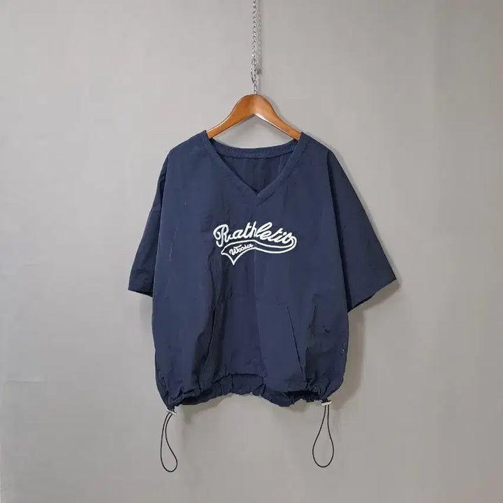 [BUNJANG] V-Neck Navy Windbreaker / V넥 반팔 네이비 바람막이