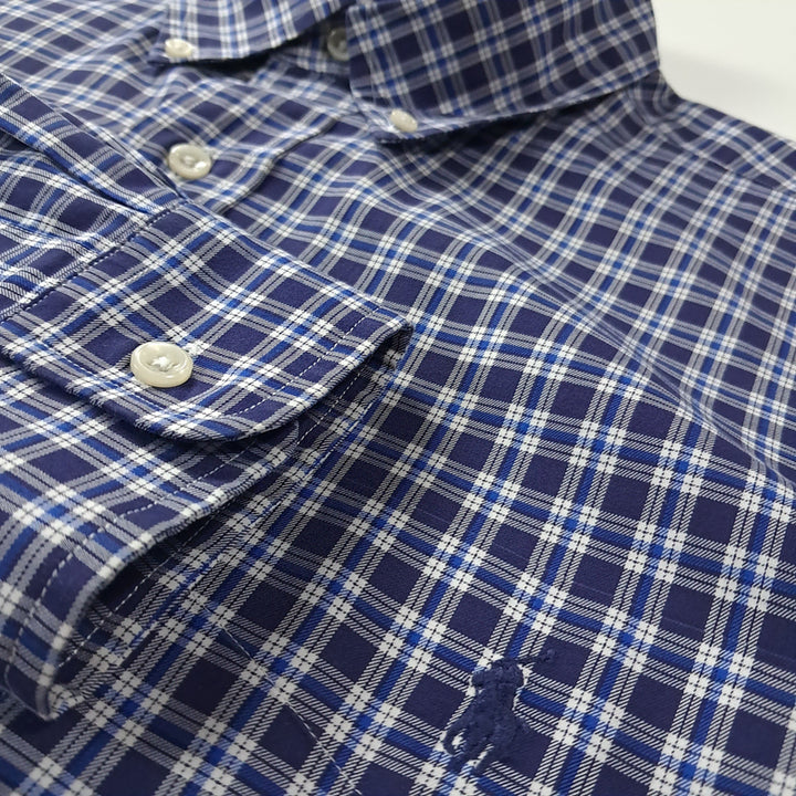 [SOLD OUT] CK271 L 폴로 90s 홍콩판 네이비 스몰 타탄체크 셔츠 남방