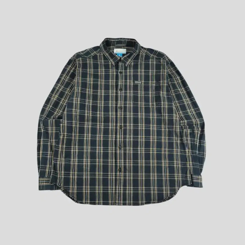 [BUNJANG] Columbia Tartan Check Shirt / 컬럼비아 콜롬비아 딥그린 옐로우 화이트 배색 타탄체크 체스트포켓 코튼블렌