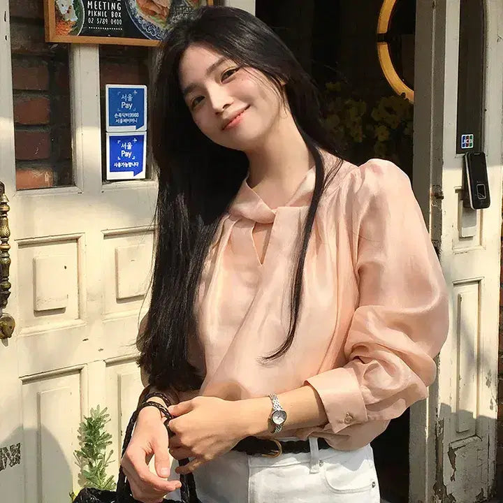 [BUNJANG] J.MAR Peach Blouse (New) / 지에마르 피치 블라우스(새상품)
