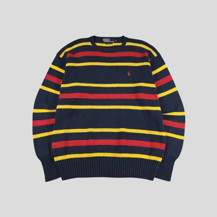 [SOLD OUT] 폴로랄프로렌 일경 90s 네이비 레드 옐로우 배색 스트라이프패턴 레드포니