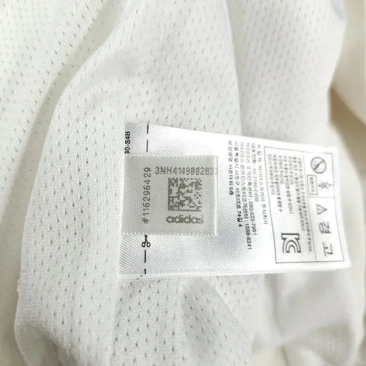 [SOLD OUT] 아디다스 화이트 블랙 배색 트레포일 로고 삼선 코튼블렌드 이너메쉬 블루종