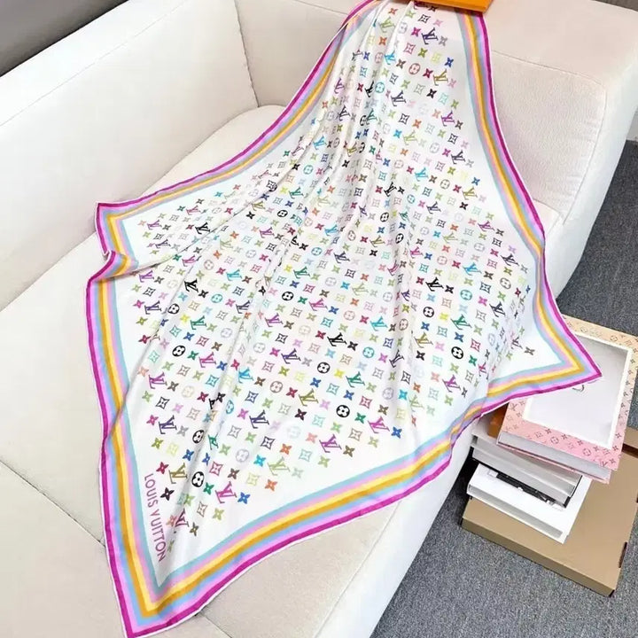 [BUNJANG] Louis Vuitton Monogram Scarf Shawl White Multicolor / 루이비통 모노그램 스카프 숄 화이트 멀티컬러