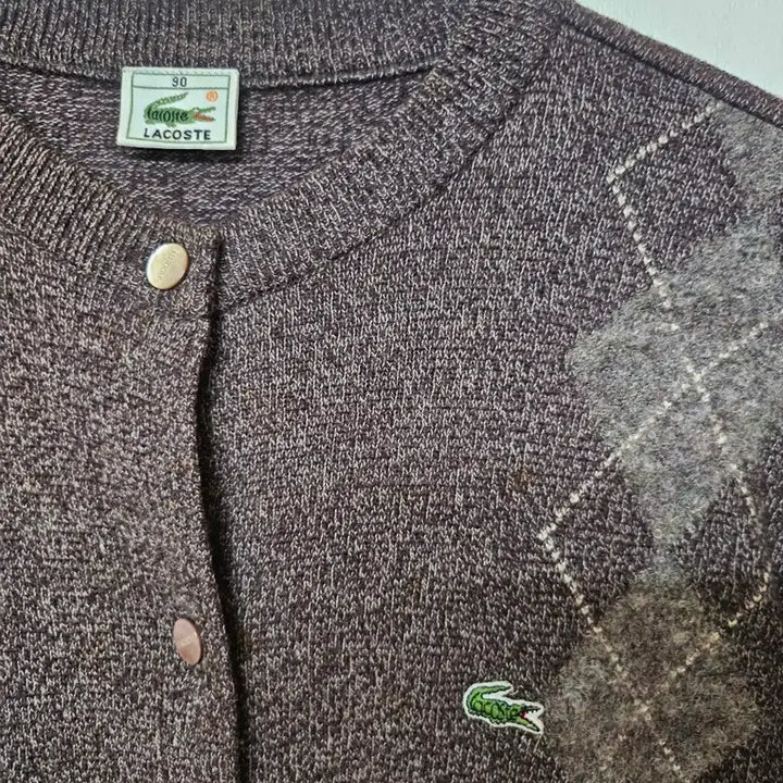 [BUNJANG] Lacoste Argyle Brown Cardigan (Size 90) / 라코스테 아가일 브라운 가디건 90