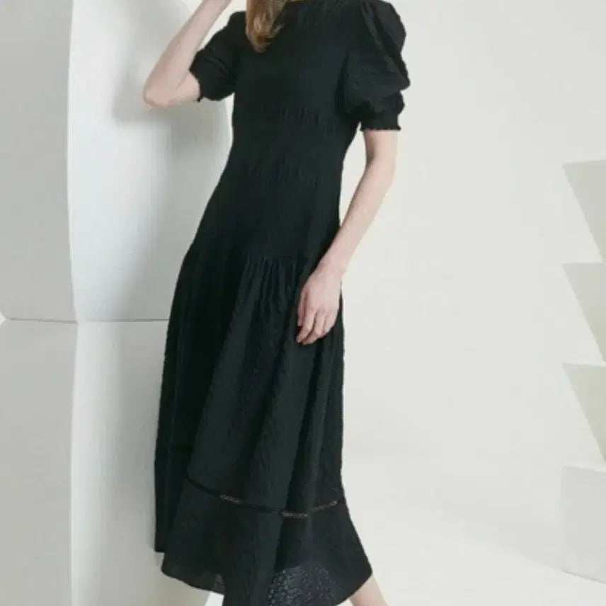 [BUNJANG] Time Smocking Black Summer Dress / 타임 스모킹 원피스