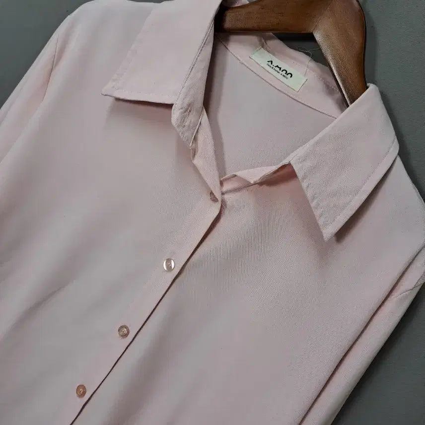 [BUNJANG] A.MOO Pink Basic Shirt Blouse / A.MOO 핑크색 기본 셔츠 블라우스