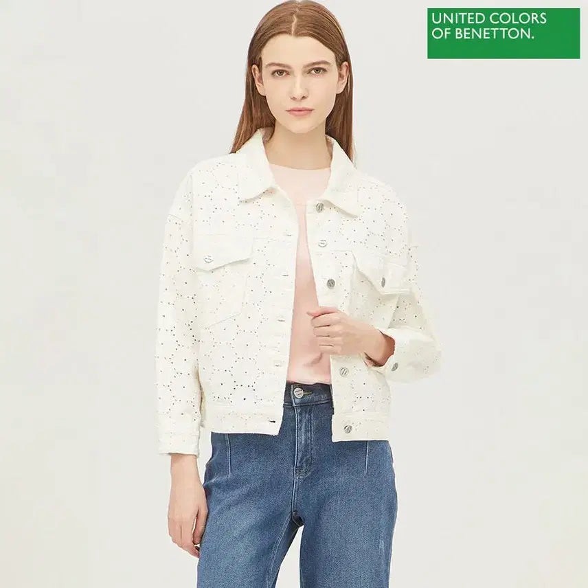 [BUNJANG] Benetton Cotton Denim Jacket / 베네통 펀칭 코튼 데님 자켓