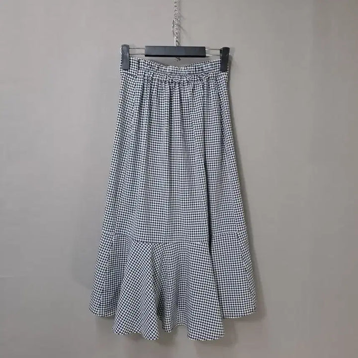 [BUNJANG] MAGJAY Checkered Ruffle Asymmetrical Skirt / MAGJAY 체크 뒷밴드 프릴 언발 스커트