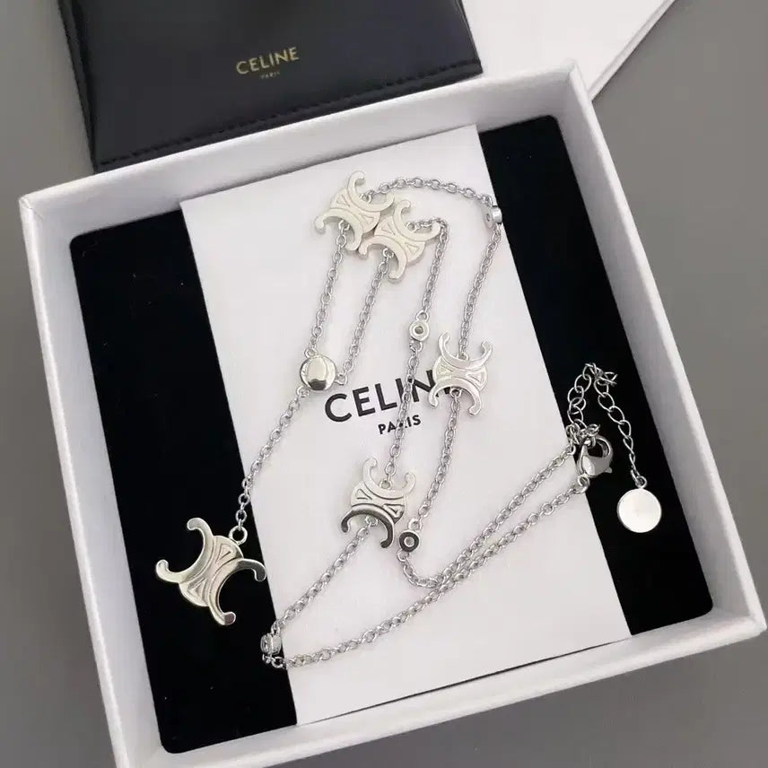 [BUNJANG] Celine Triomphe Silver Long Necklace / 셀린느 트리오페 실버 롱 목걸이