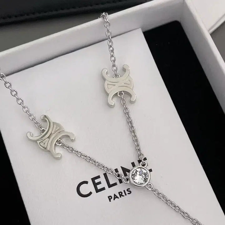 [BUNJANG] Celine Triomphe Silver Long Necklace / 셀린느 트리오페 실버 롱 목걸이