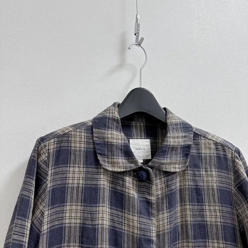 [BUNJANG] LUDIA K Check Linen Long Jacket / 루디아케이 체크 린넨 롱 자켓