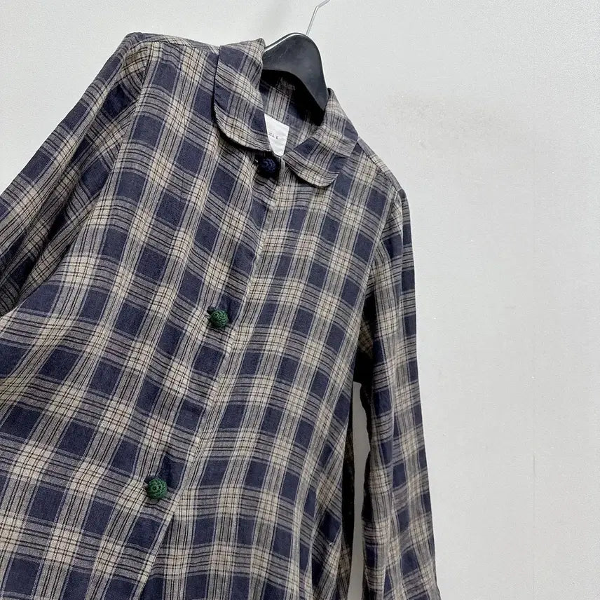 [BUNJANG] LUDIA K Check Linen Long Jacket / 루디아케이 체크 린넨 롱 자켓