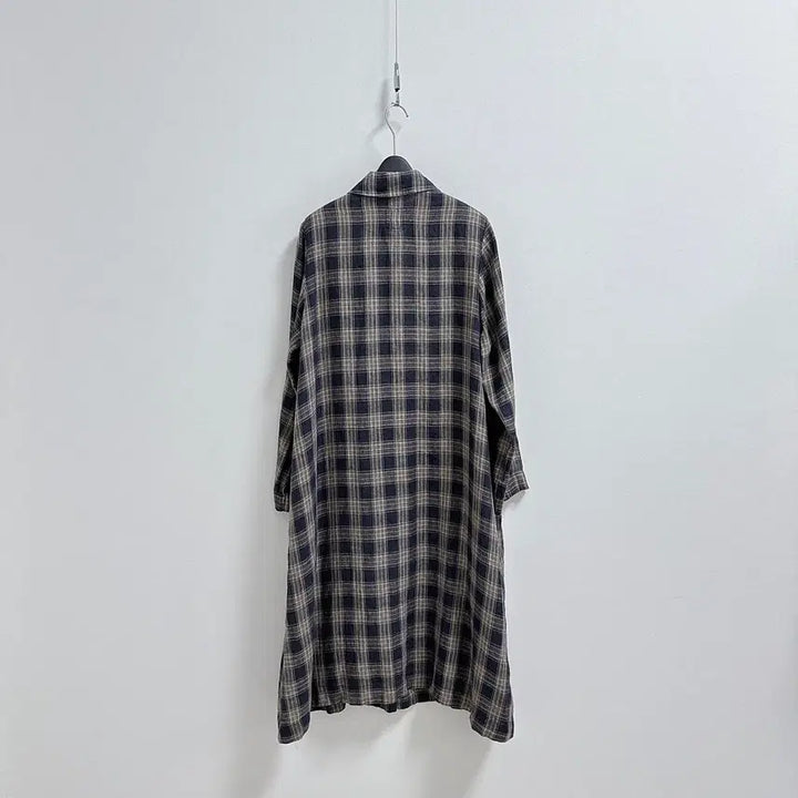 [BUNJANG] LUDIA K Check Linen Long Jacket / 루디아케이 체크 린넨 롱 자켓