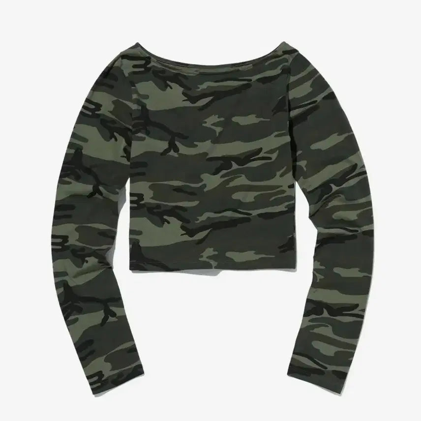 [BUNJANG] Suede Long Sleeve T-Shirt [Camo] Pattern Crop Tee / 스웨이드 긴팔티 PATTERN CROP TEE [CAMO]
