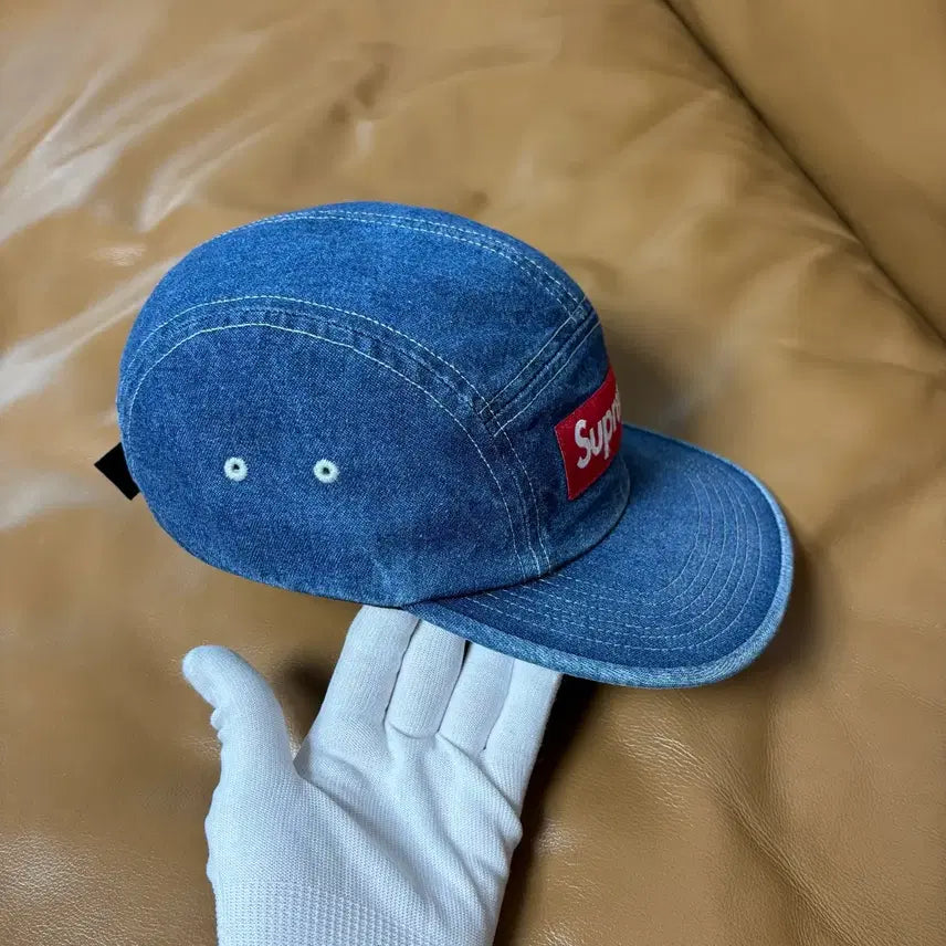 [BUNJANG] Supreme Washed Denim Box Logo Camp Cap / 슈프림 캠프캡 모자 박스로고 워시드 데님