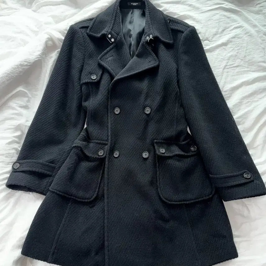[BUNJANG] ICINOO Black Double Button Coat / 블랙 더블 버튼 코트 남녀공용 브랜드 앤틱 고딕 y2k 고스 다크 구제