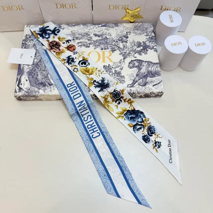 [BUNJANG] Dior Flower Twilly Scarf / 디올 플라워 트윌리 스카프
