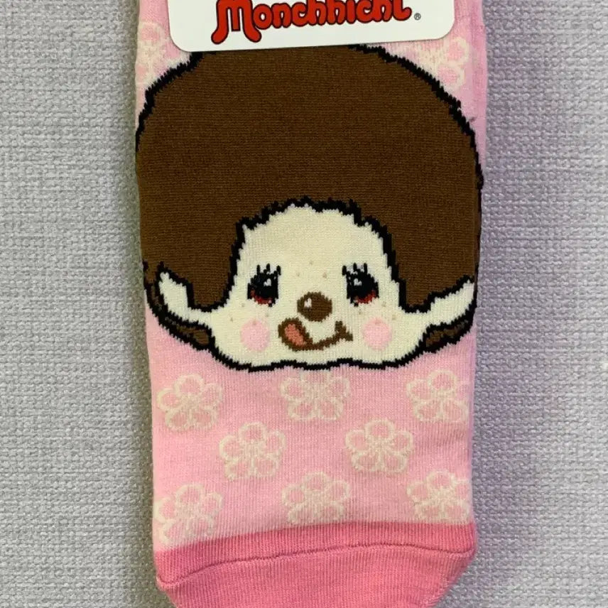 [BUNJANG] Monchhichi Pink Floral Socks / 몬치치양말 새상품