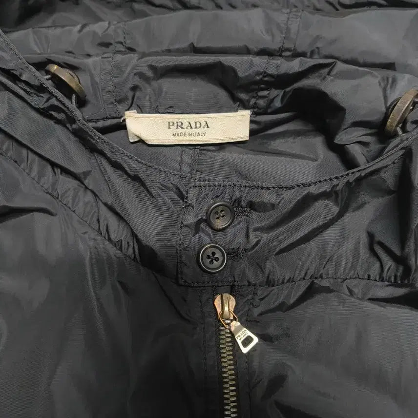 [BUNJANG] Prada Two-Way Nylon Black Hooded Jacket XL / 프라다 투웨이 나일론 블랙 후드 자켓 xl