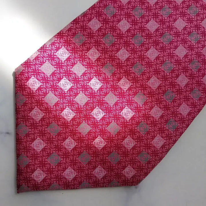 [BUNJANG] Loewe Silk Tie - Pink Pattern 9.8cm / 로에베 실크 핑크 패턴 넥타이 9.8cm A+~A등급 K2508