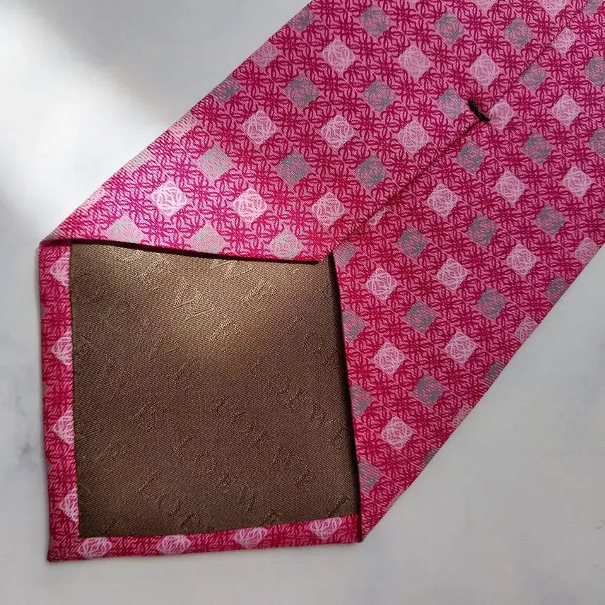 [BUNJANG] Loewe Silk Tie - Pink Pattern 9.8cm / 로에베 실크 핑크 패턴 넥타이 9.8cm A+~A등급 K2508