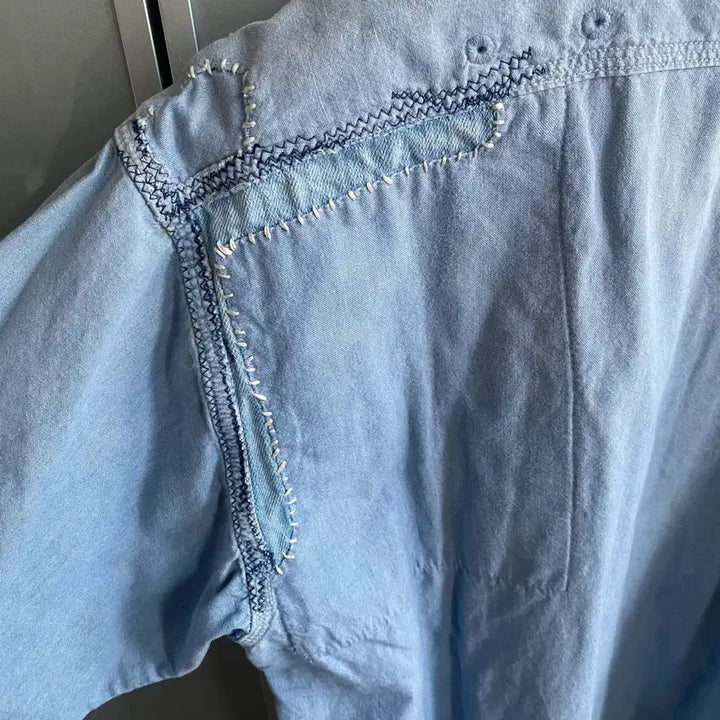 [BUNJANG] Kapital Chambray Damaged Work Shirt / Kapital 캐피탈 샴브레이 데미지드 워크 셔츠