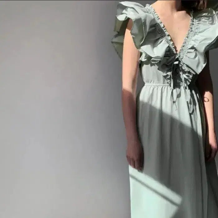 [BUNJANG] ZARA Frill Long Dress Mint / 자라ZARA프릴 롱 원피스 민트색
