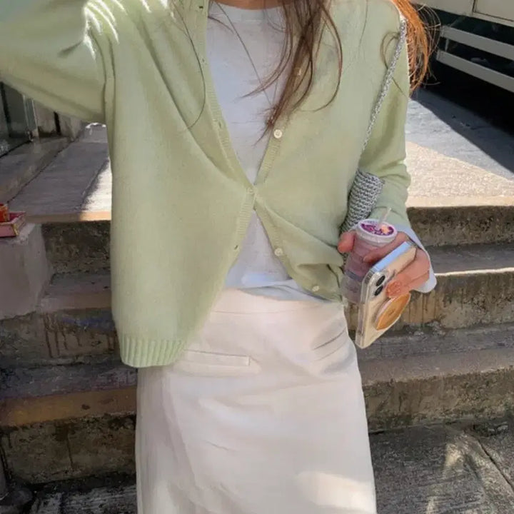 [BUNJANG] Minuet Rien Pastel Apple Mint Cardigan / (오늘만할인/새상품)미뉴에트 리엔 파스텔 가디건 애플민트