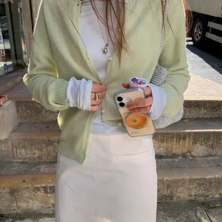 [BUNJANG] Minuet Rien Pastel Apple Mint Cardigan / (오늘만할인/새상품)미뉴에트 리엔 파스텔 가디건 애플민트