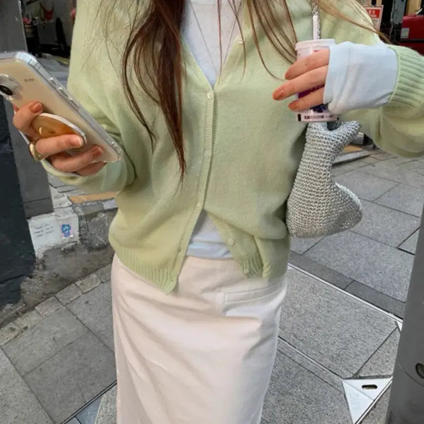 [BUNJANG] Minuet Rien Pastel Apple Mint Cardigan / (오늘만할인/새상품)미뉴에트 리엔 파스텔 가디건 애플민트