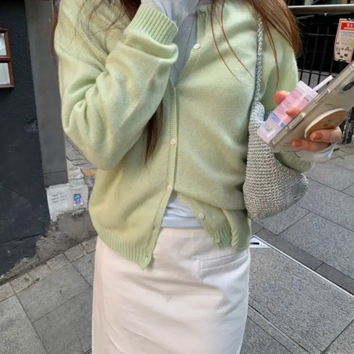 [BUNJANG] Minuet Rien Pastel Apple Mint Cardigan / (오늘만할인/새상품)미뉴에트 리엔 파스텔 가디건 애플민트