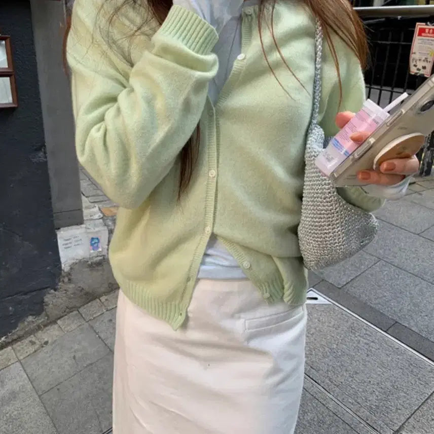 [BUNJANG] Minuet Rien Pastel Apple Mint Cardigan / (오늘만할인/새상품)미뉴에트 리엔 파스텔 가디건 애플민트