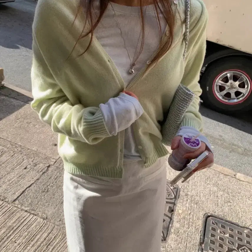 [BUNJANG] Minuet Rien Pastel Apple Mint Cardigan / (오늘만할인/새상품)미뉴에트 리엔 파스텔 가디건 애플민트