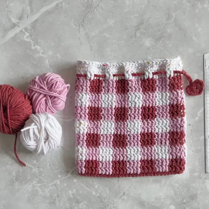 [BUNJANG] Handmade Checkerboard Pouch / 체커보드 파우치
