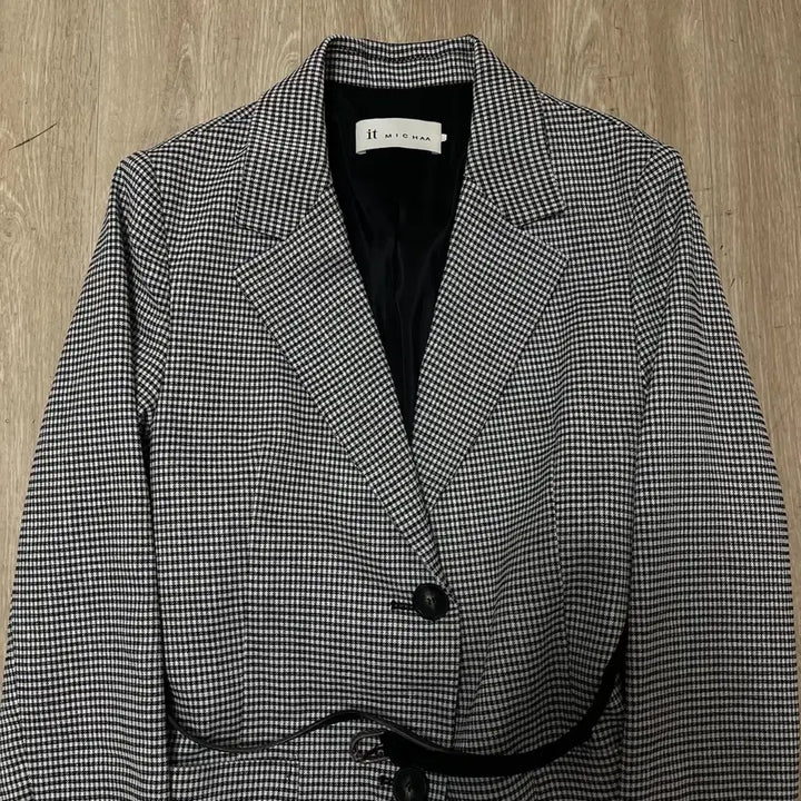 [BUNJANG] It Michaa Houndstooth Belted Suit Jacket / 잇미샤 여성 하운드투스 벨트 정장 자켓 55-66