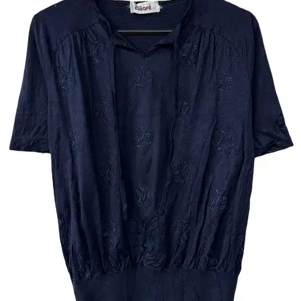 [BUNJANG] XS Layered Embroidered Short Sleeve Blouse / [XS] JPN 자수레이어드 반팔티 블라우스