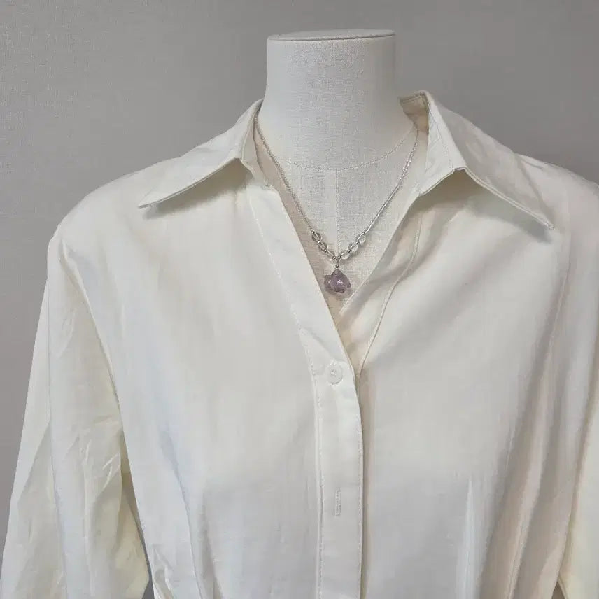 [BUNJANG] Ivory String Shirt Blouse / 아이보리 스트링 셔츠 블라우스