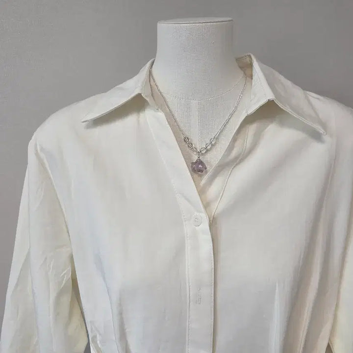 [BUNJANG] Ivory String Shirt Blouse / 아이보리 스트링 셔츠 블라우스