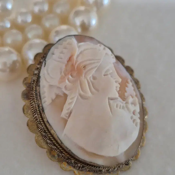 [BUNJANG] Vintage Shell Cameo Brooch/Pendant / 빈티지 쉘카메오 copper